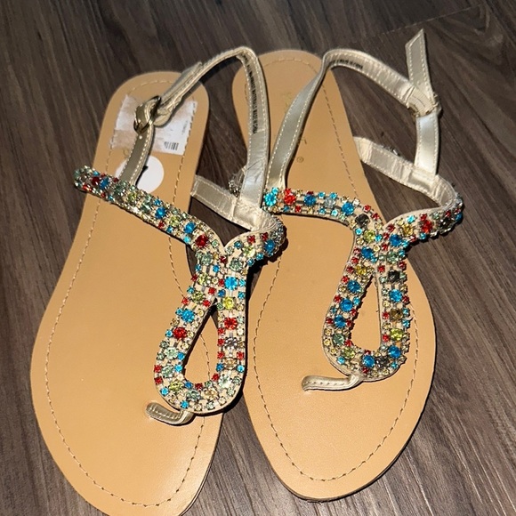 Embellished Gold Sandals - Picture 1 of 3